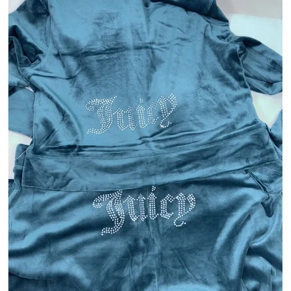 JUICY COUTURE Velour OG Booty Bling Tracksuit Set Sz Large Velvet Green Y2K 90s